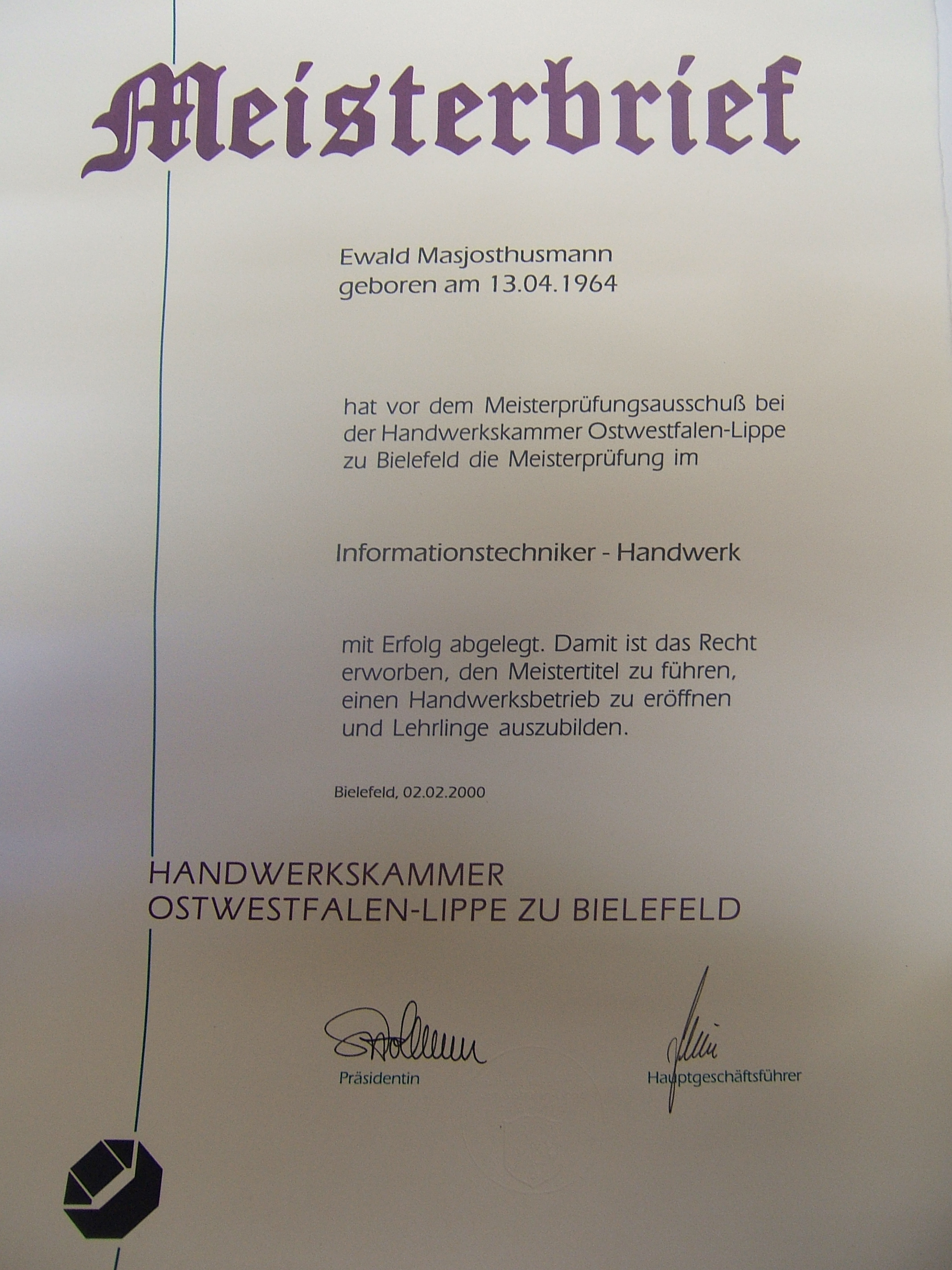 der zweite Meisterbrief